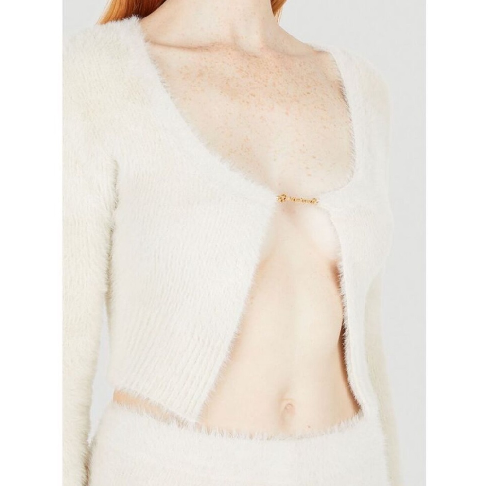 NWT Jacquemus SET Cardigan Sweater Long Sleeve Top & Mini Shorts 2 Piece White - Picture 7 of 8